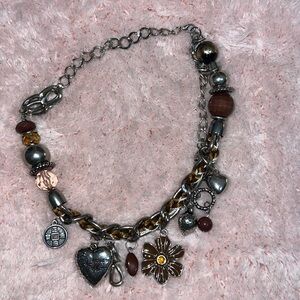 Silver necklace with charms